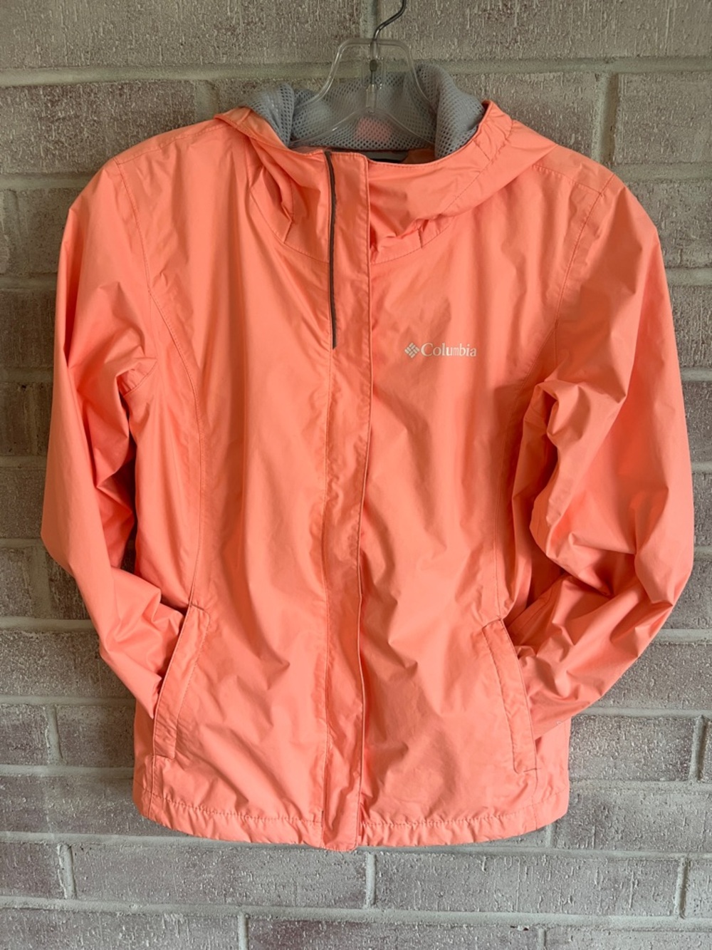 Columbia Kids Bright Coral Hooded Rain Jacket